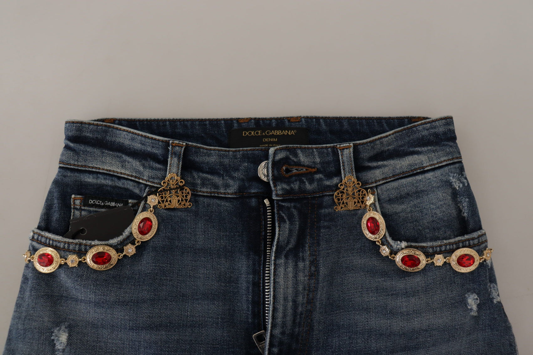 High Waist Skinny Designer Jeans in Blau