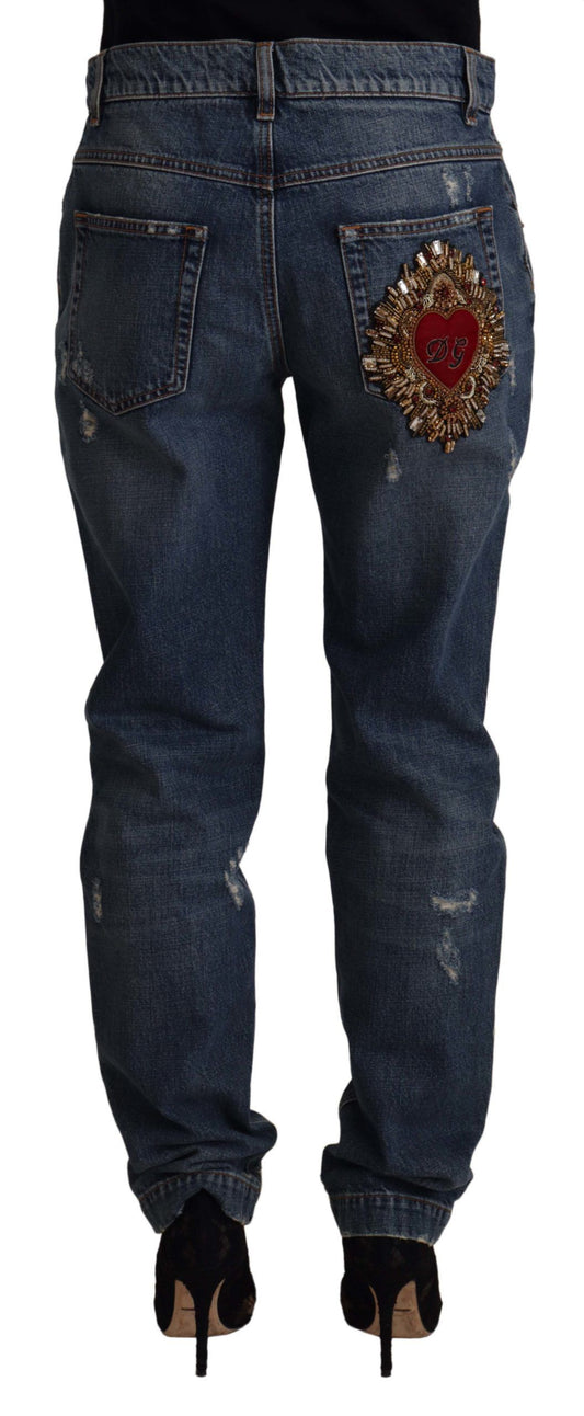 Jeans in denim a vita media con taglio boyfriend chic