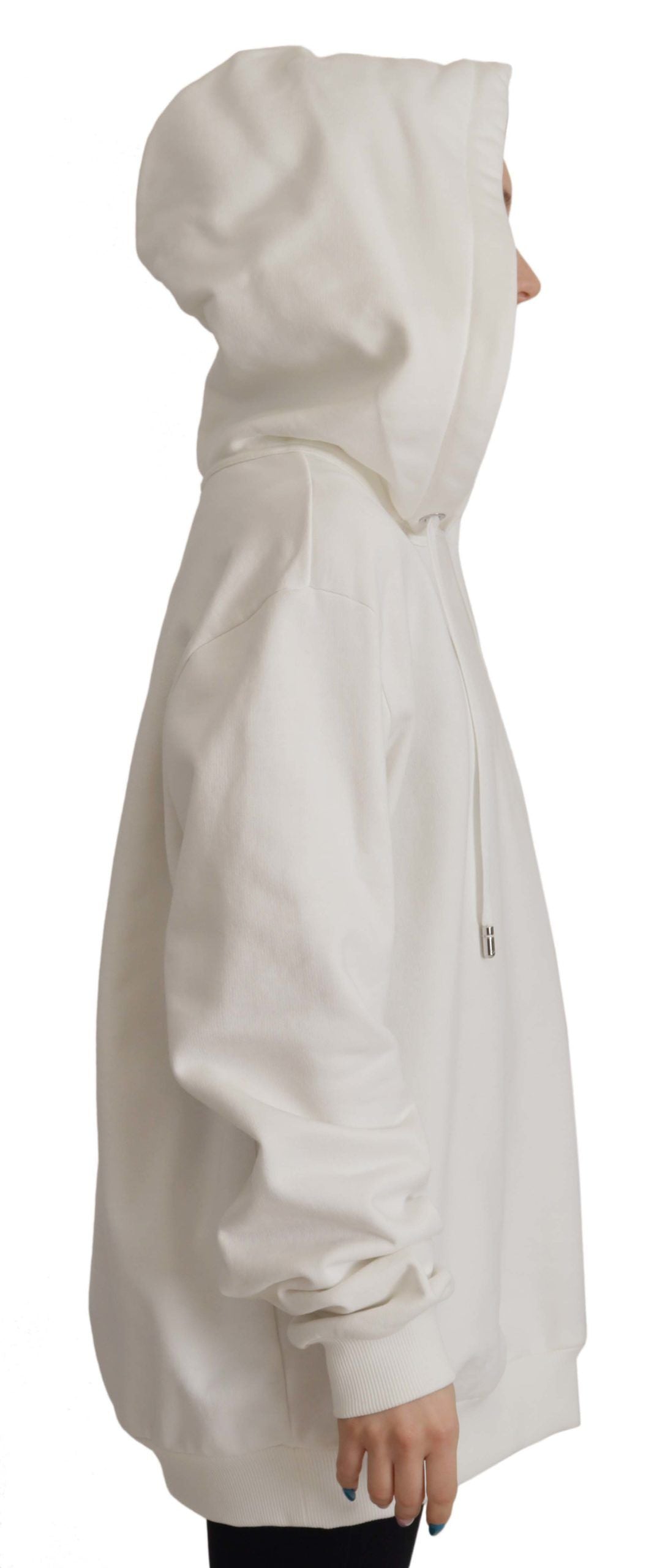 Maglione con cappuccio bianco chic