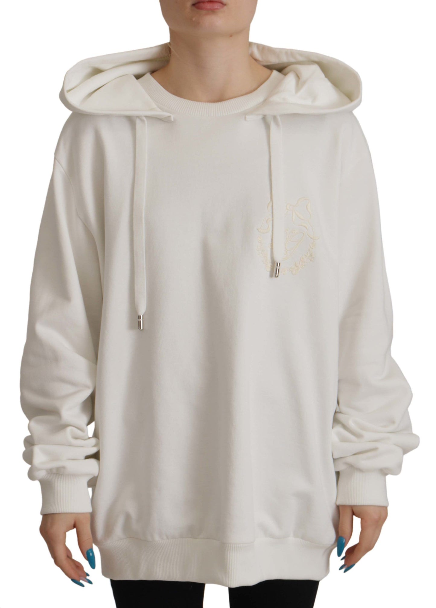 Maglione con cappuccio bianco chic