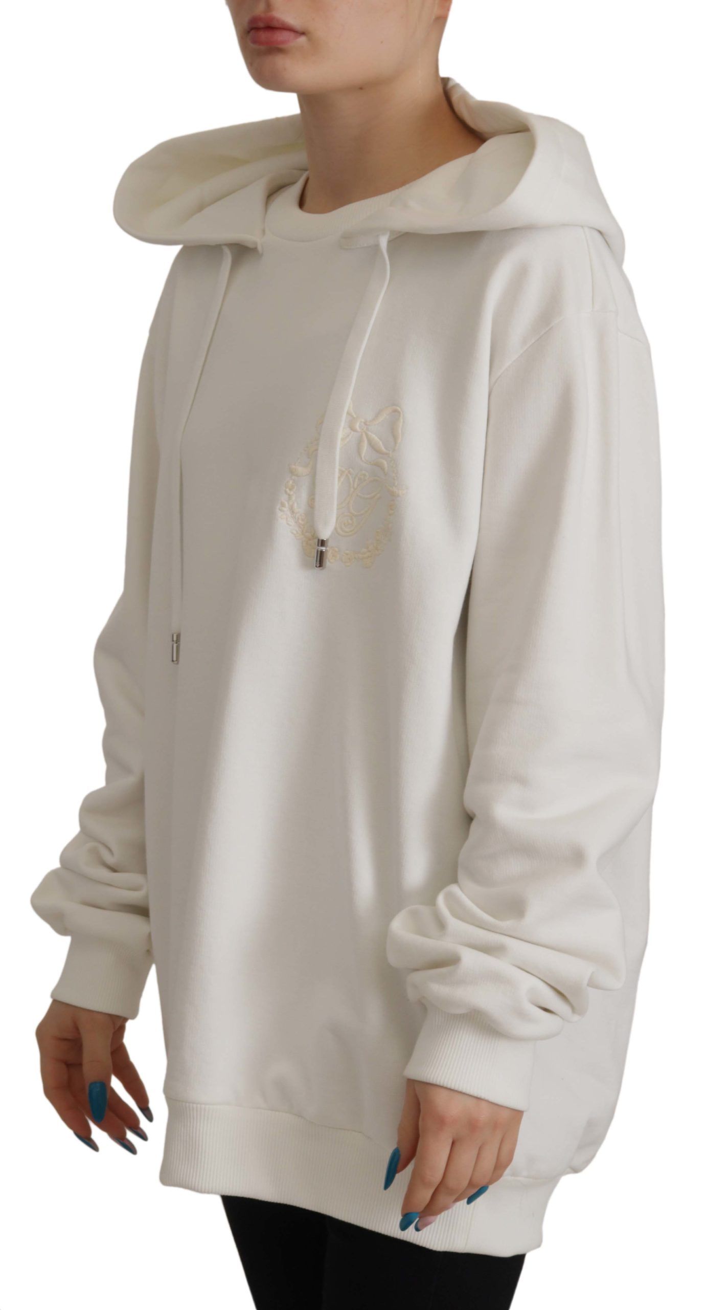 Maglione con cappuccio bianco chic