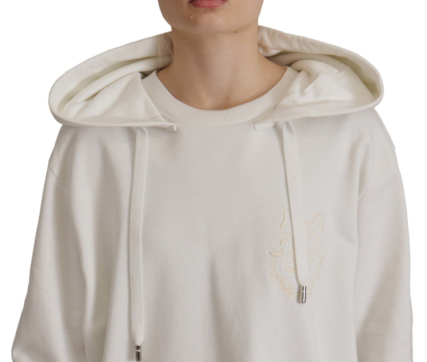 Maglione con cappuccio bianco chic