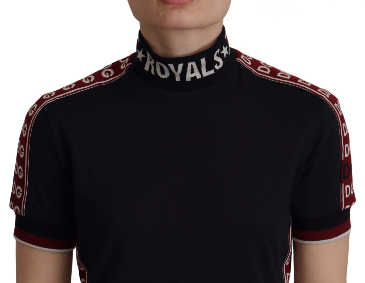 Elegantes schwarzes Rollkragen-T-Shirt aus Baumwolle