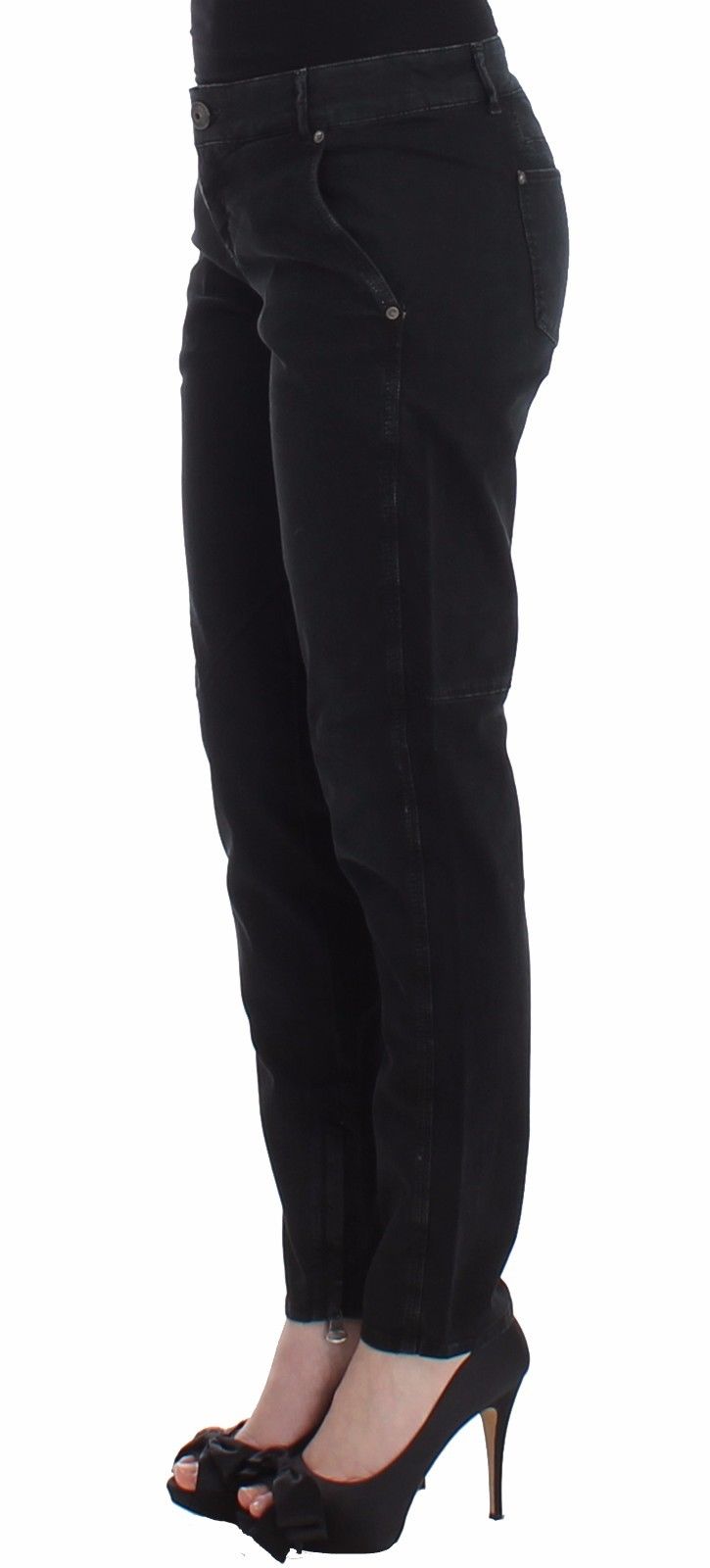 Elegante schwarze Designer-Jeans mit schmalem Bein