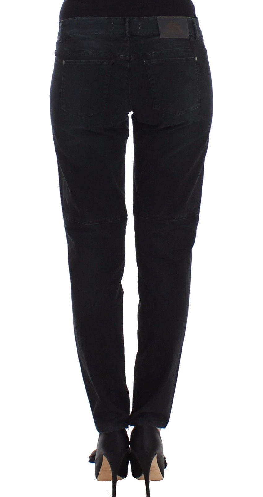Elegante schwarze Designer-Jeans mit schmalem Bein