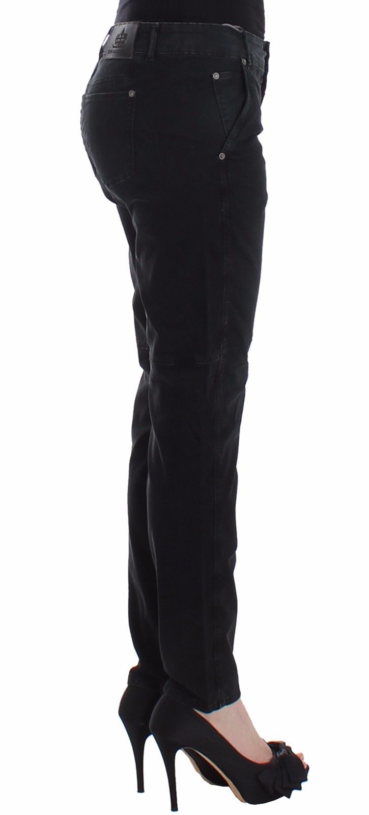 Elegante schwarze Designer-Jeans mit schmalem Bein