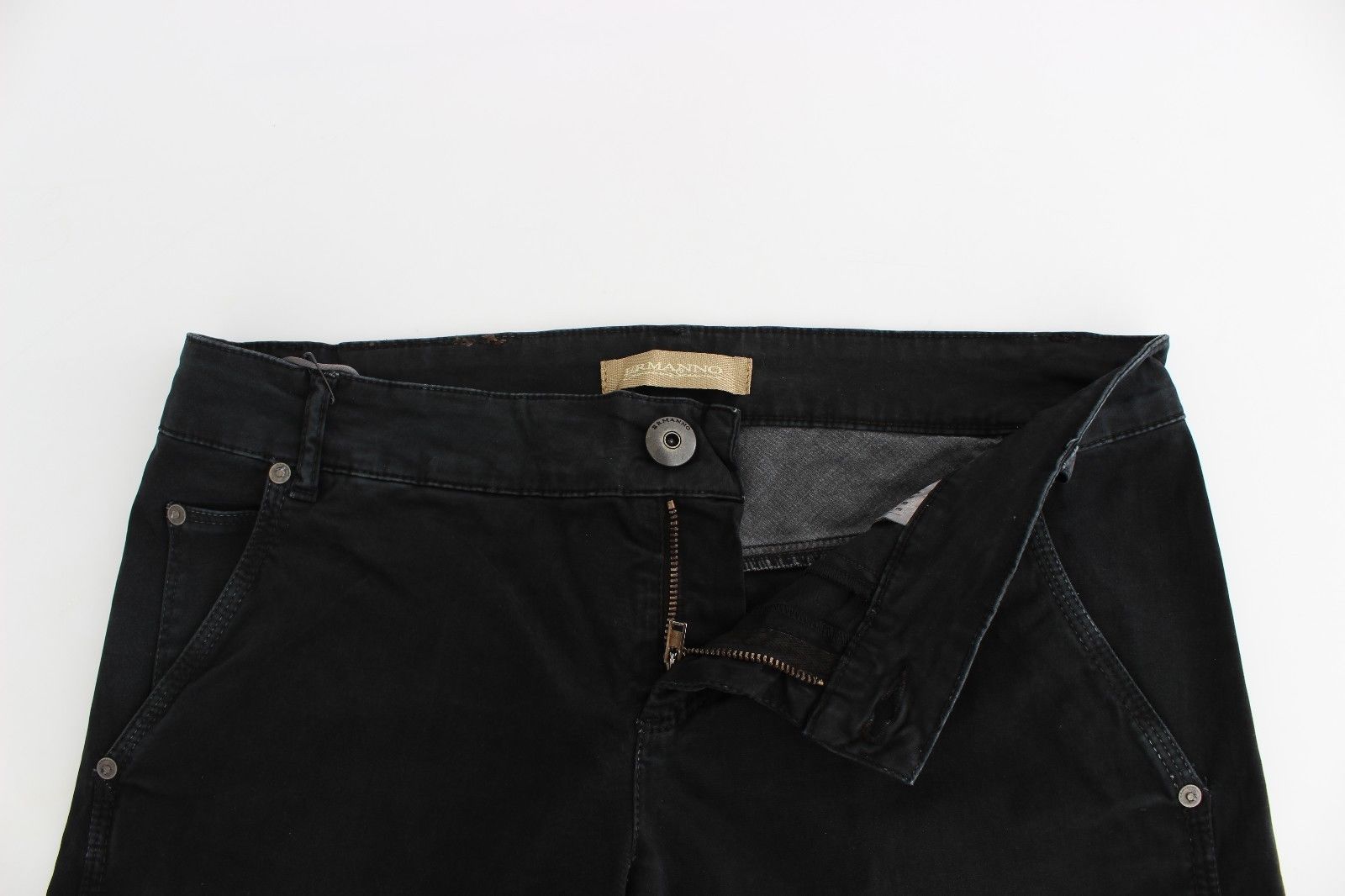 Elegante schwarze Designer-Jeans mit schmalem Bein