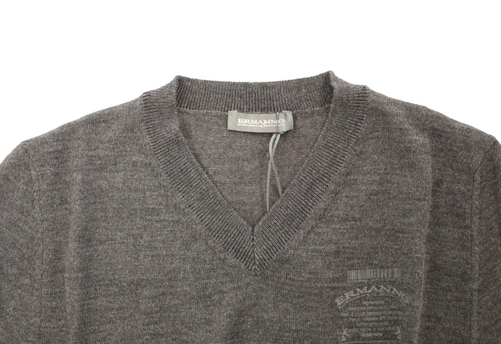 Schicker grauer Pullover aus Wollmischung mit V-Ausschnitt