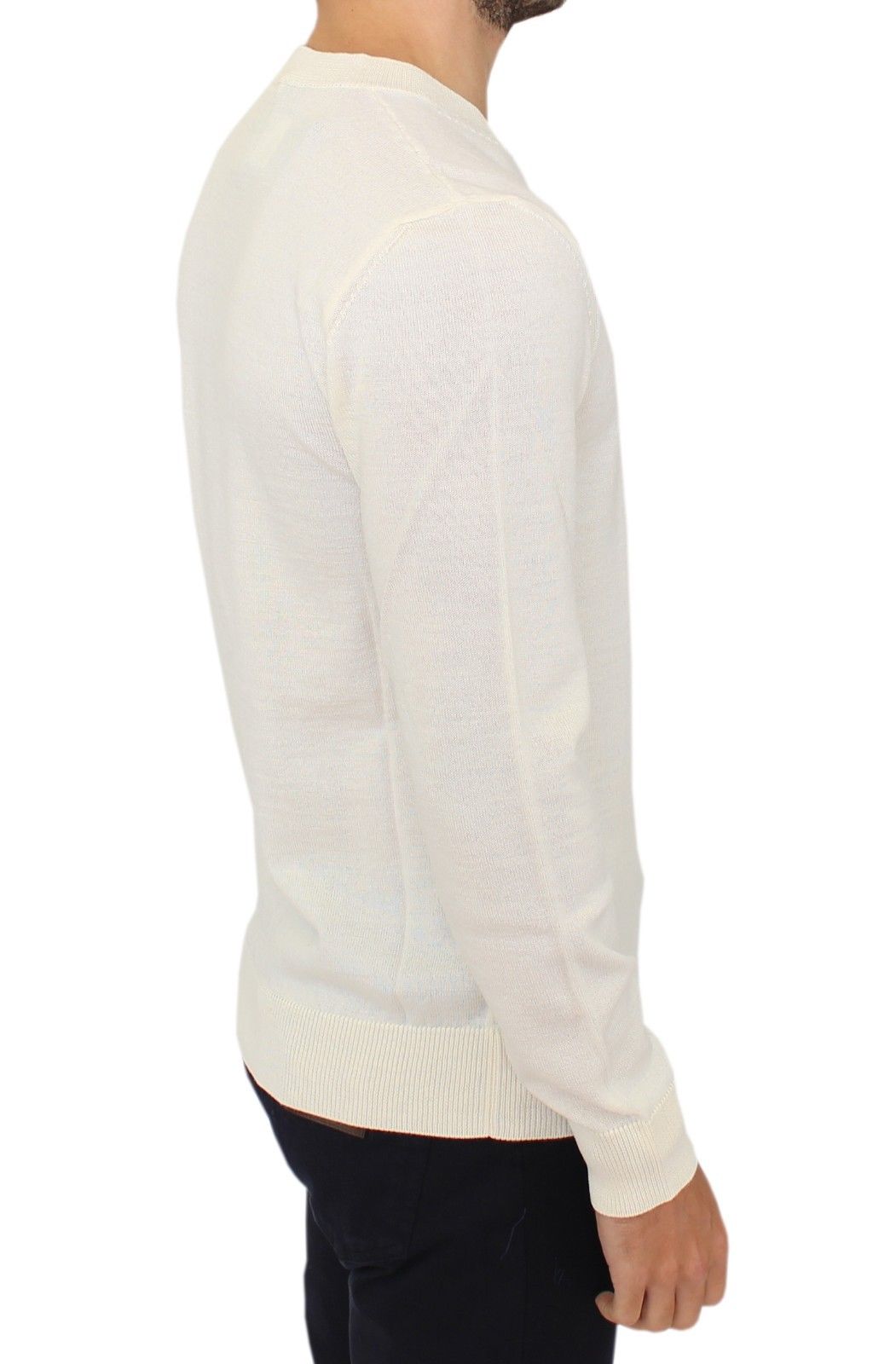 Off-White Pullover aus Wollmischung mit V-Ausschnitt