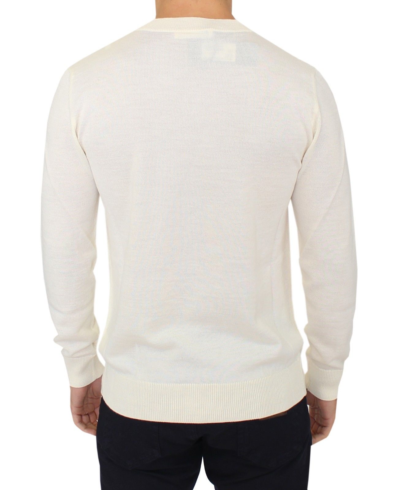 Off-White Pullover aus Wollmischung mit V-Ausschnitt