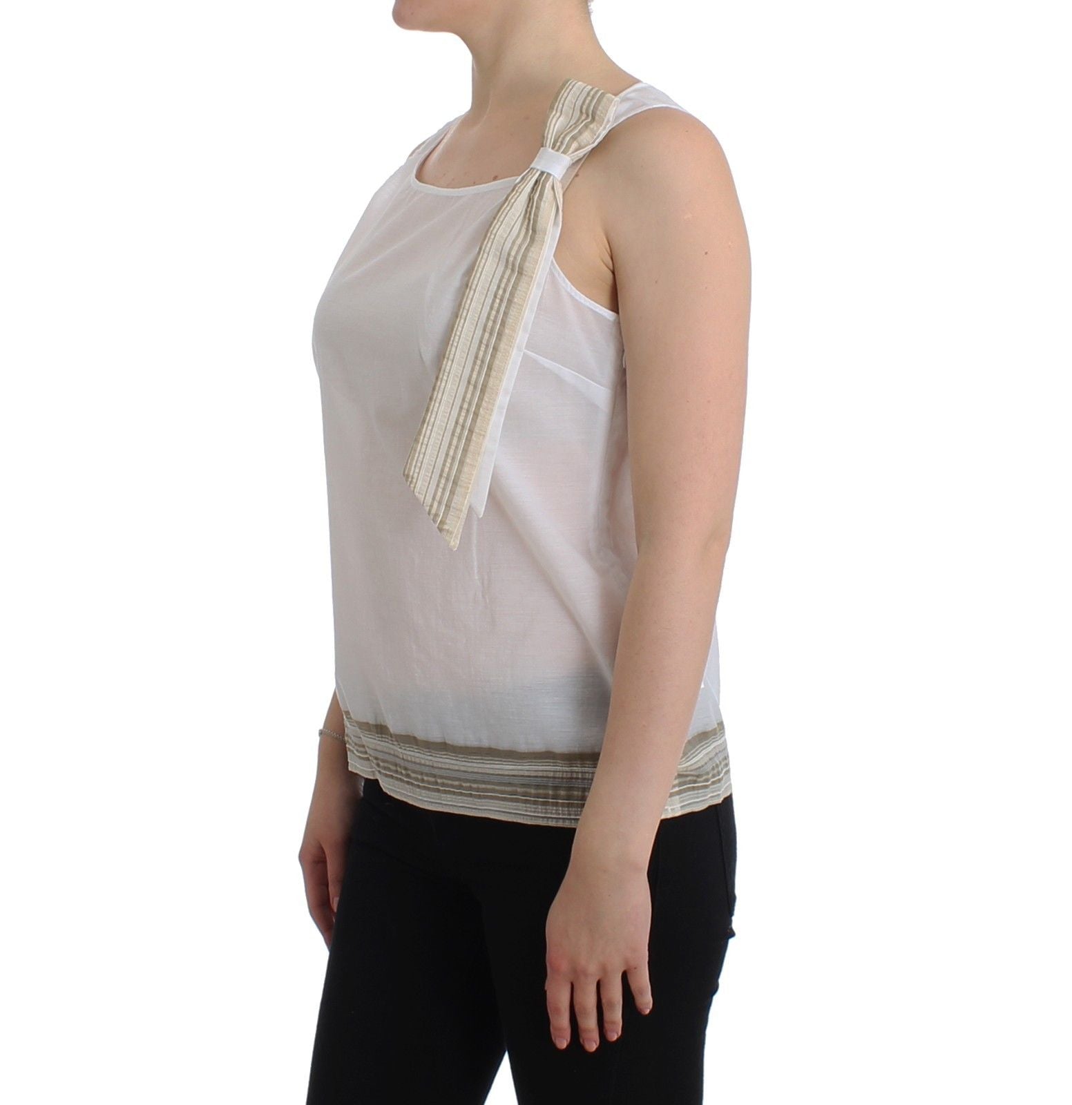 Elegantes weißes ärmelloses Top mit Schleife