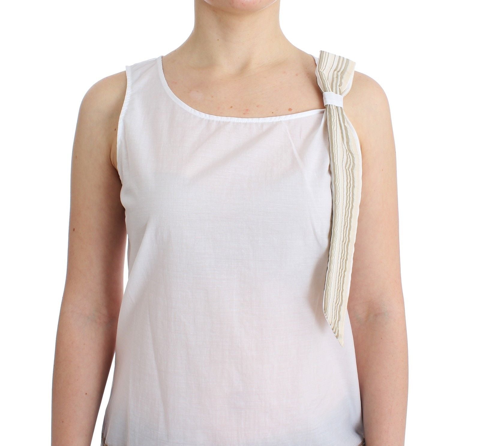Elegantes weißes ärmelloses Top mit Schleife