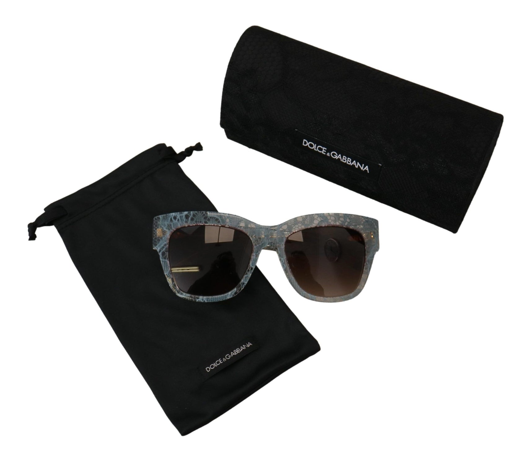 Elegante blaue Sonnenbrille mit Spitzendetail