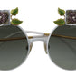 Elegant Floral Embellished Gold Sunglasses