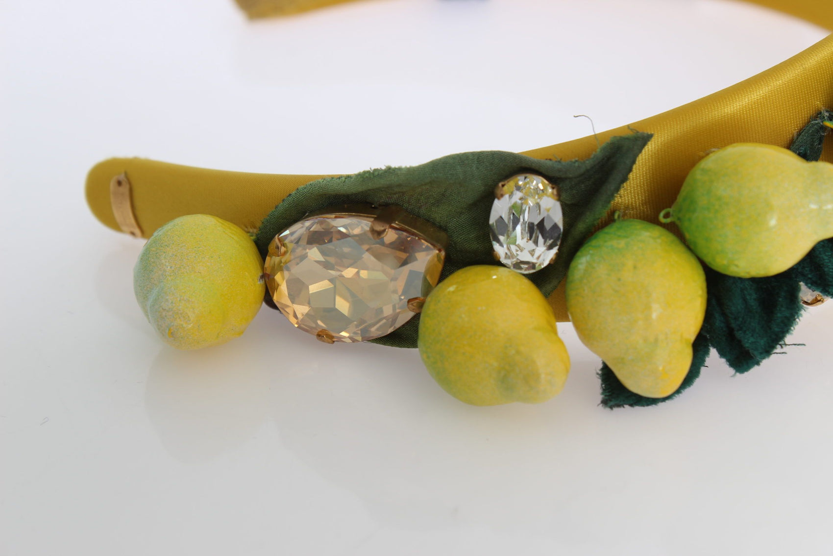 Exquisites Seidenkristall-Zitronen-Stirnband-Diadem