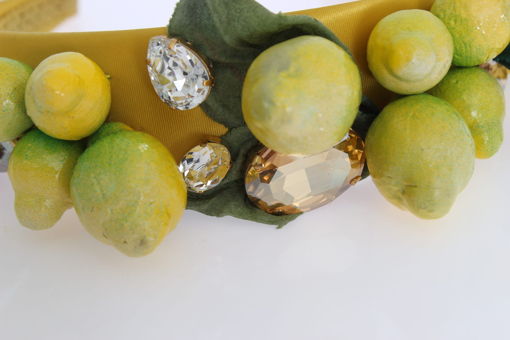 Exquisites Seidenkristall-Zitronen-Stirnband-Diadem
