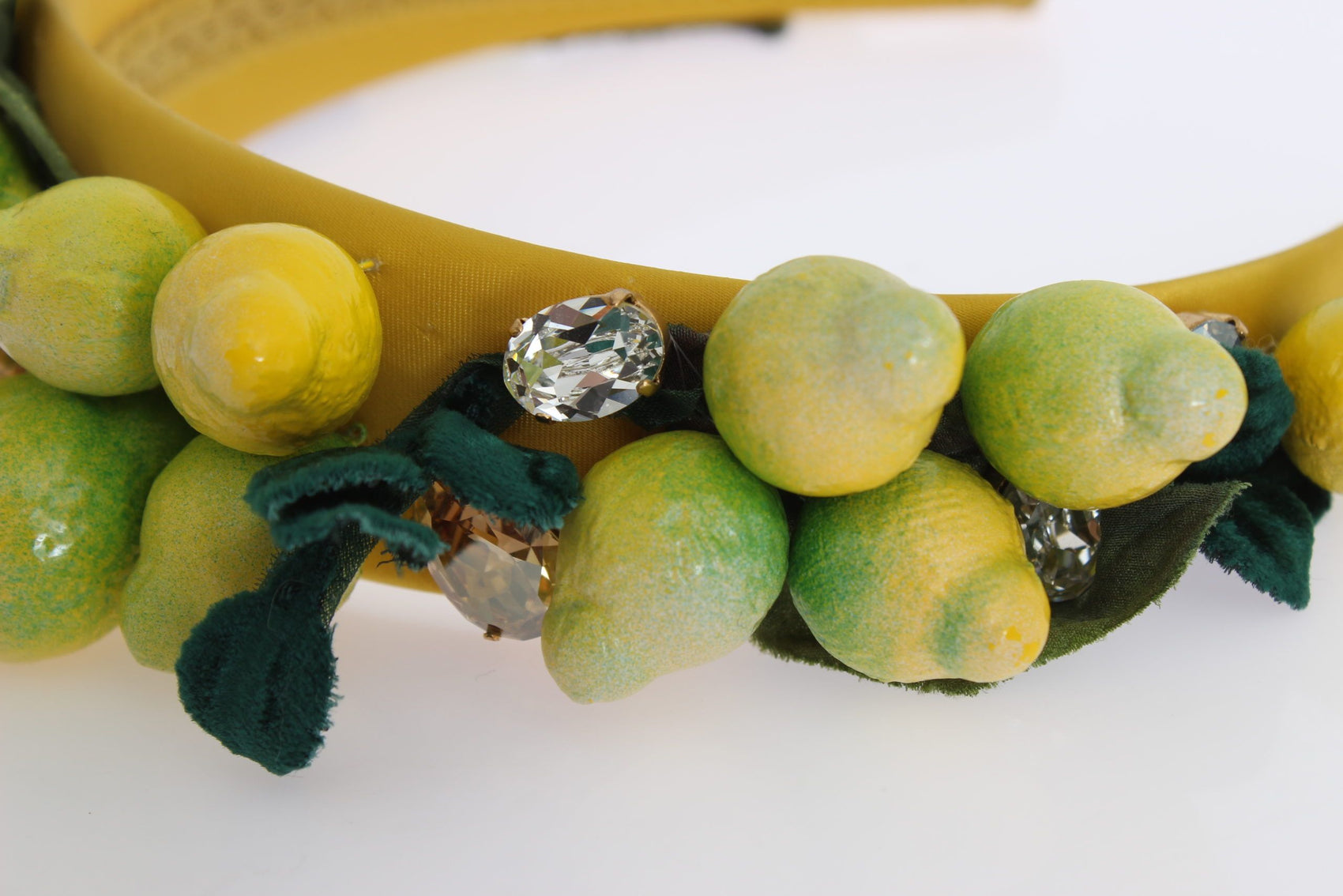 Exquisites Seidenkristall-Zitronen-Stirnband-Diadem