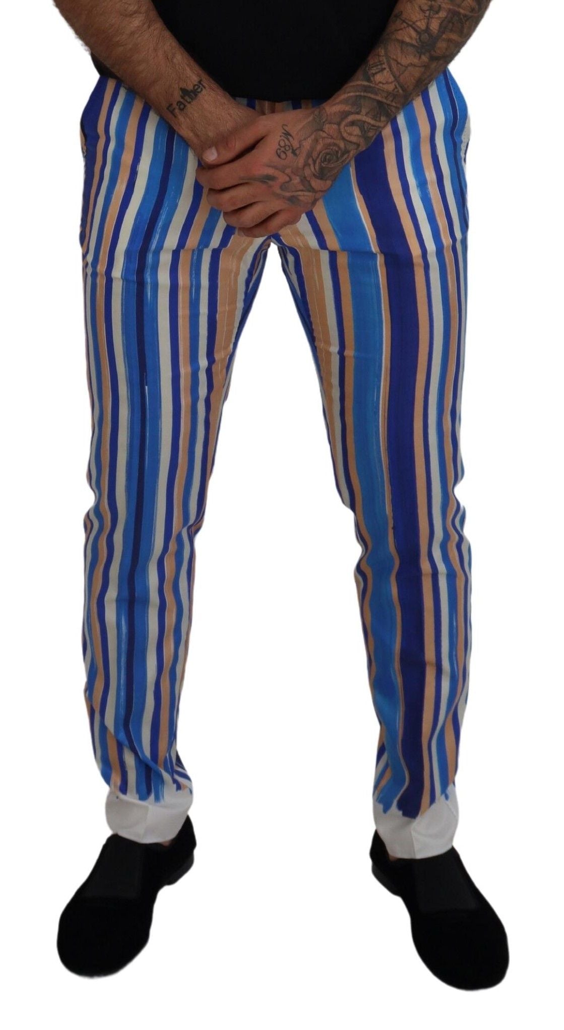 Elegante, gestreifte Chinos im Slim Fit