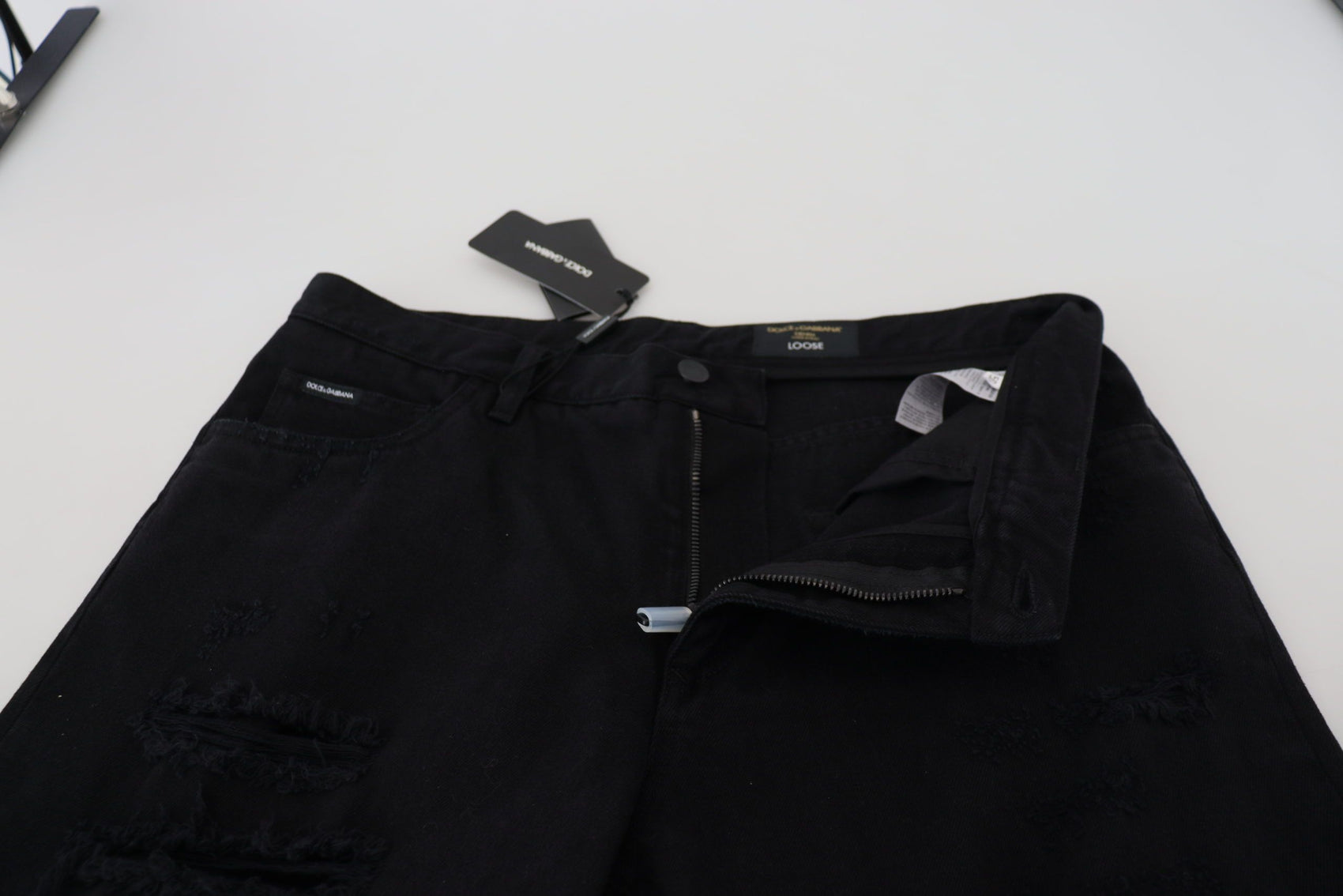 Elegante schwarze italienische Jeans im Loose Fit
