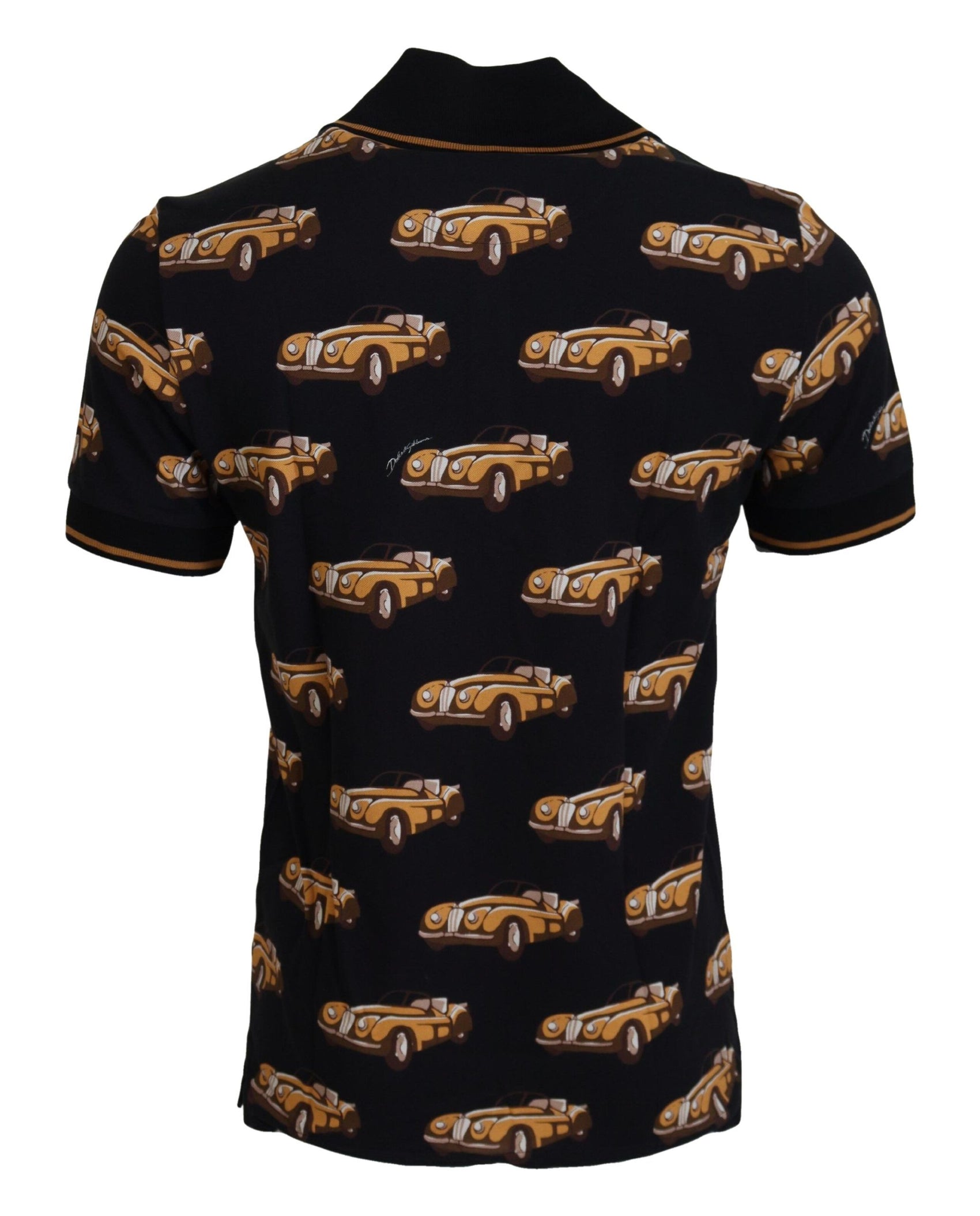 Elegantes Polo-T-Shirt mit Auto-Print in Schwarz