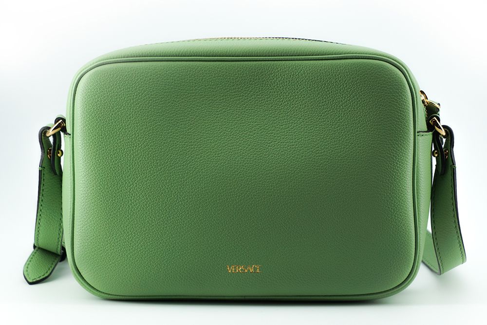 Elegante borsa per macchina fotografica in pelle verde menta