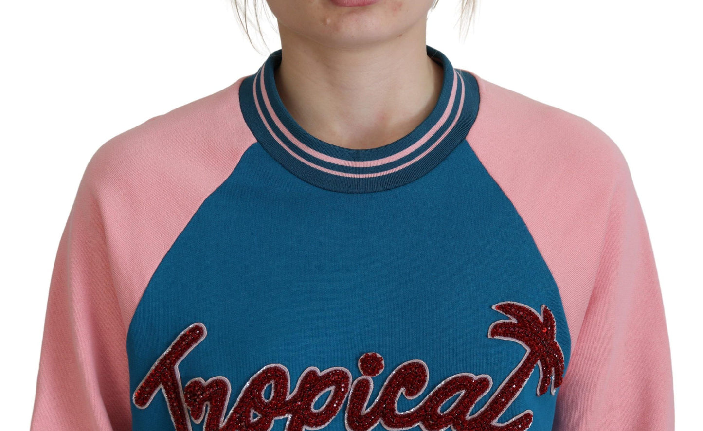 Maglione in cotone con paillettes Tropical Queen