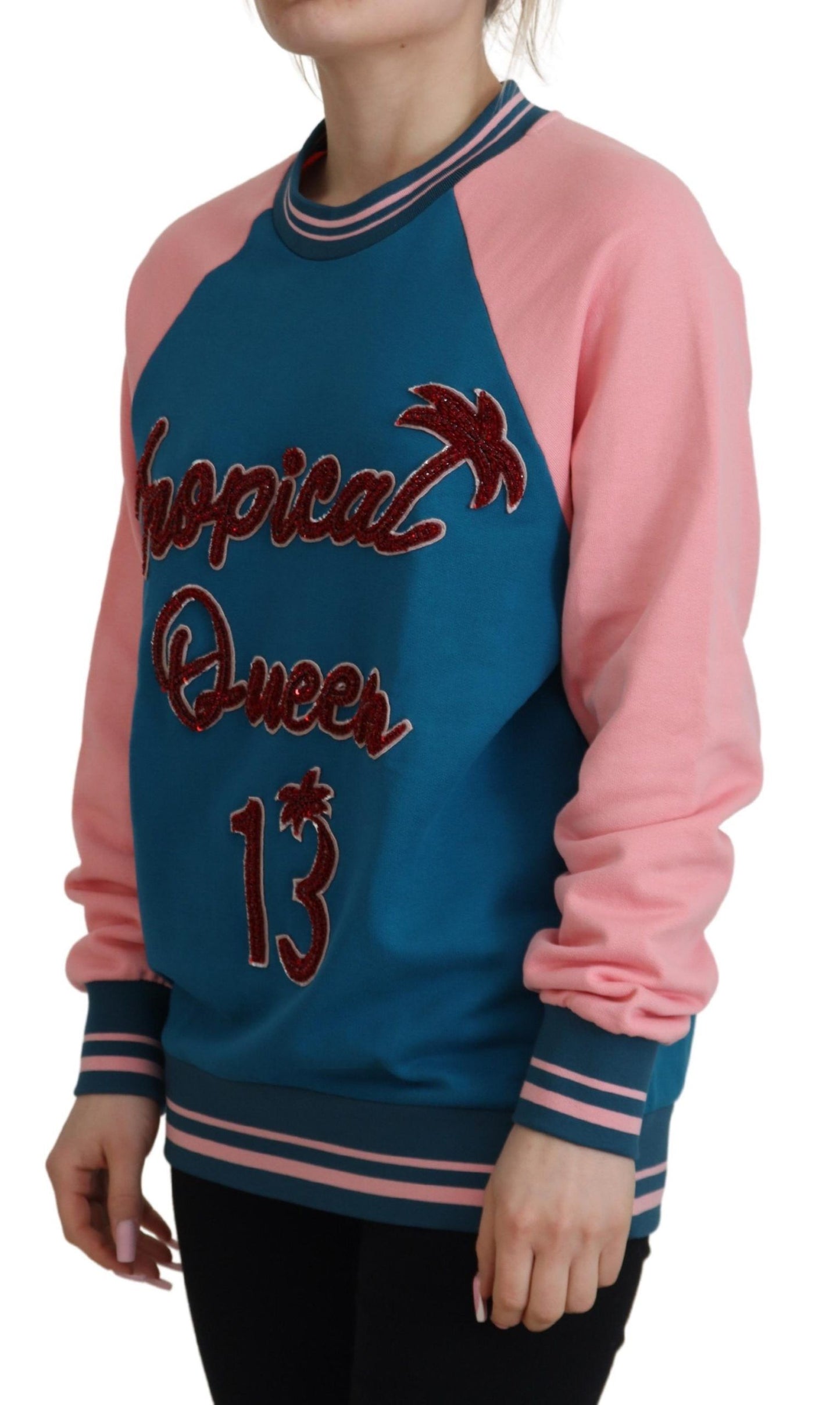 Maglione in cotone con paillettes Tropical Queen