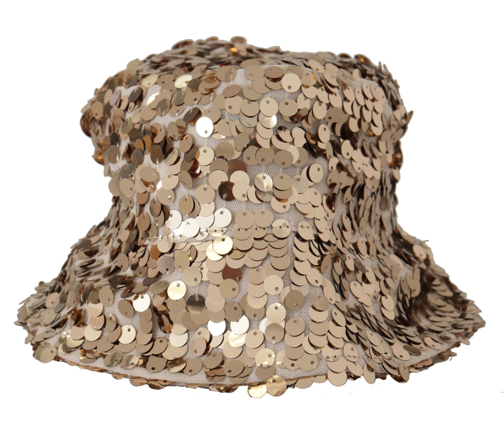 Eleganter goldener Fischerhut mit Pailletten