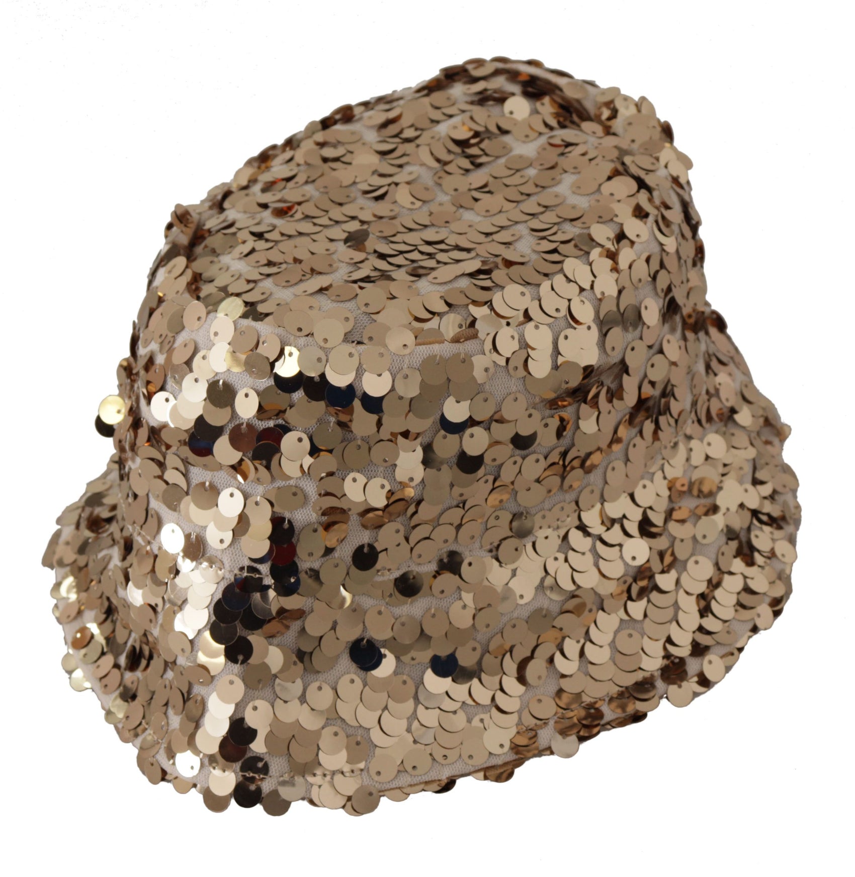 Eleganter goldener Fischerhut mit Pailletten