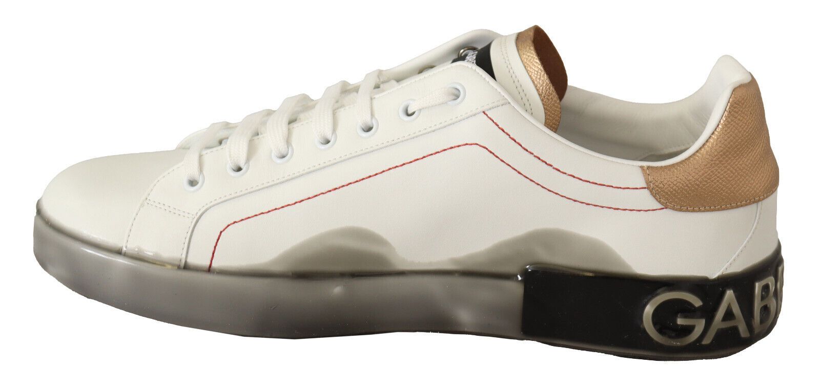 Elegante Sneakers aus weißem und goldenem Leder