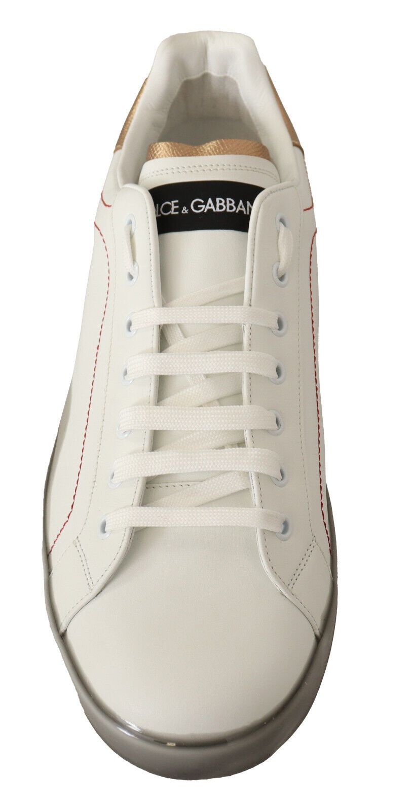 Elegante Sneakers aus weißem und goldenem Leder