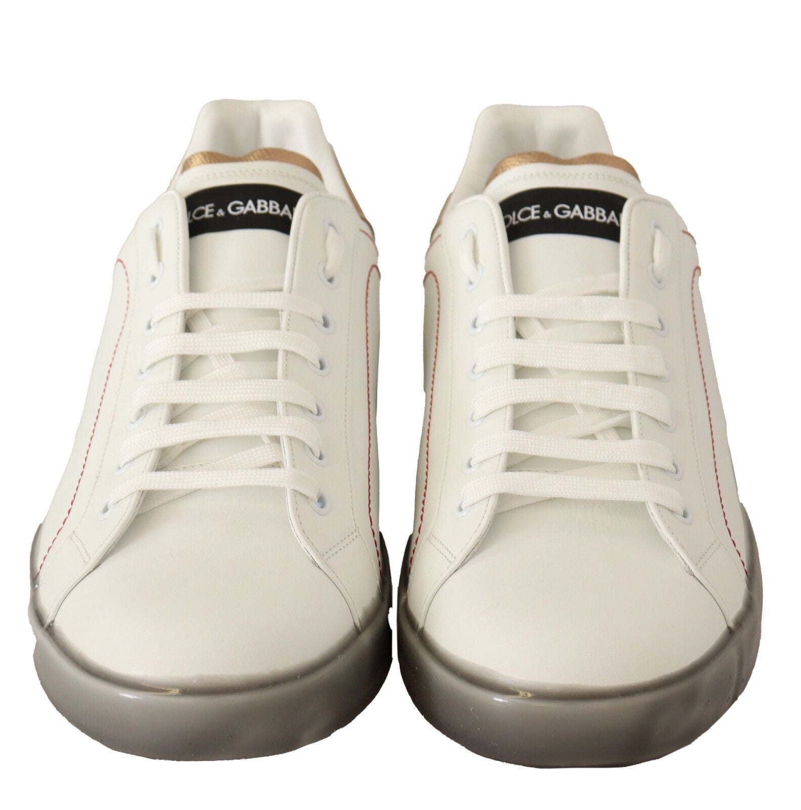 Elegante Sneakers aus weißem und goldenem Leder