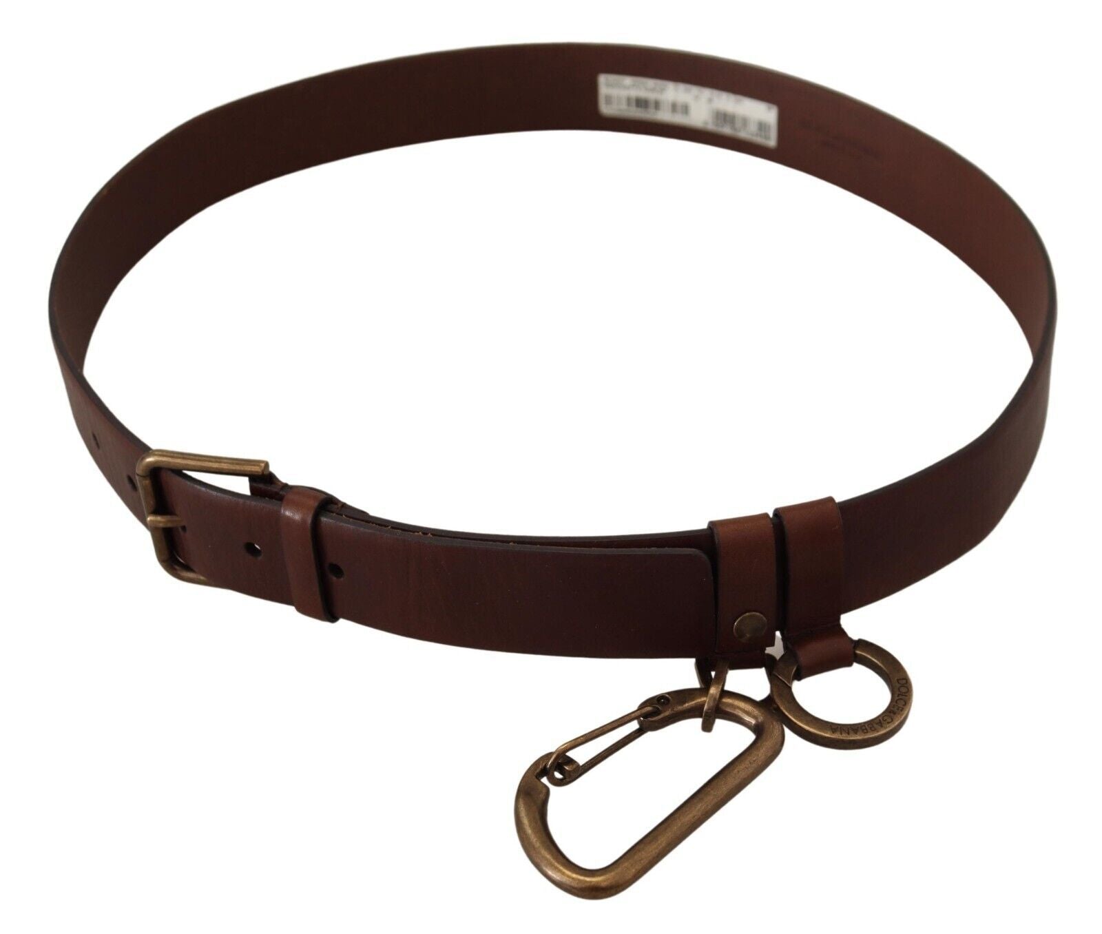 Elegante cintura in pelle marrone con fibbia in metallo