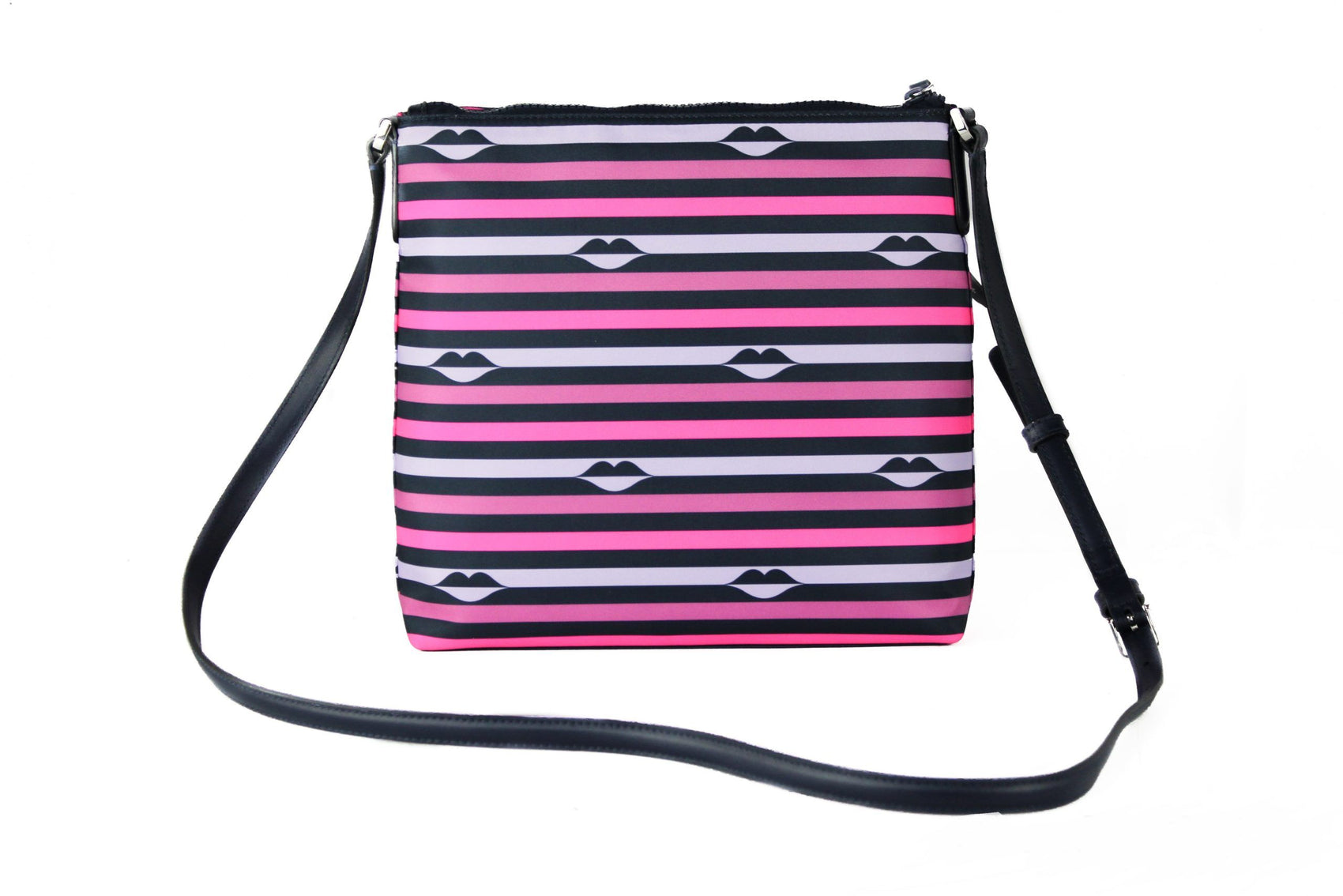 Borsa a mano a tracolla multistrato a righe rosa in pelle di nylon Jae