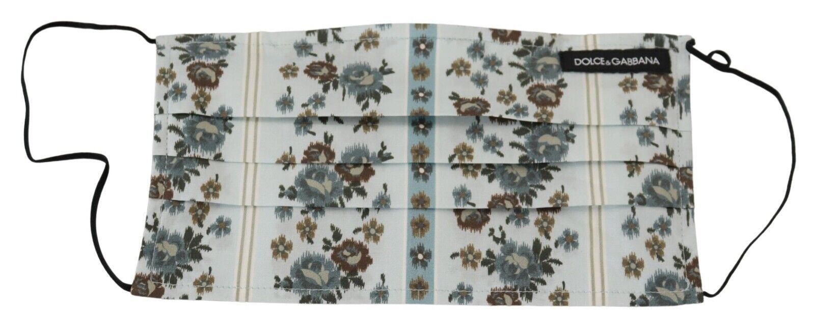 Mascherina viso in cotone plissettato con motivo floreale bianco chic