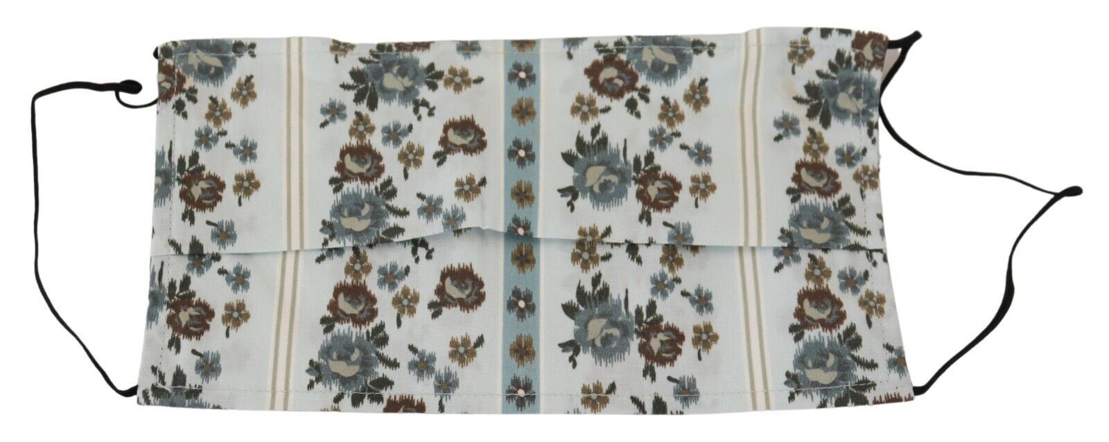 Mascherina viso in cotone plissettato con motivo floreale bianco chic