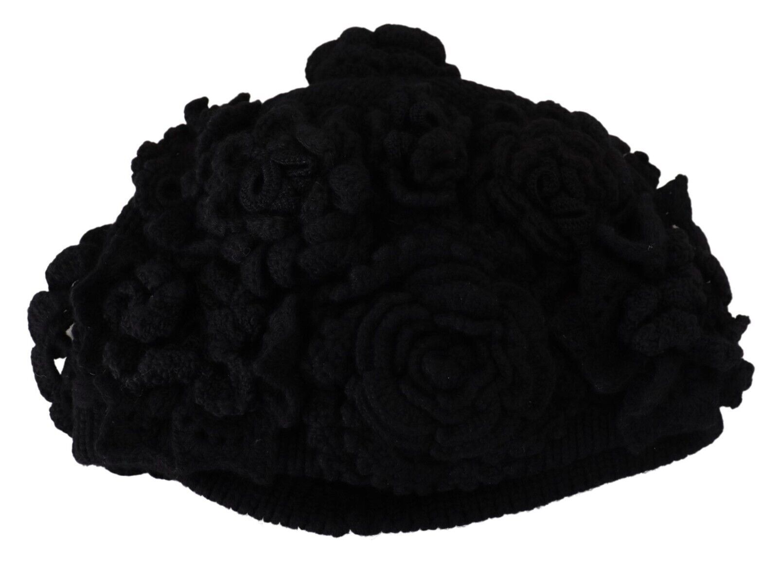 Elegante schwarze Beanie-Mütze aus Schurwolle