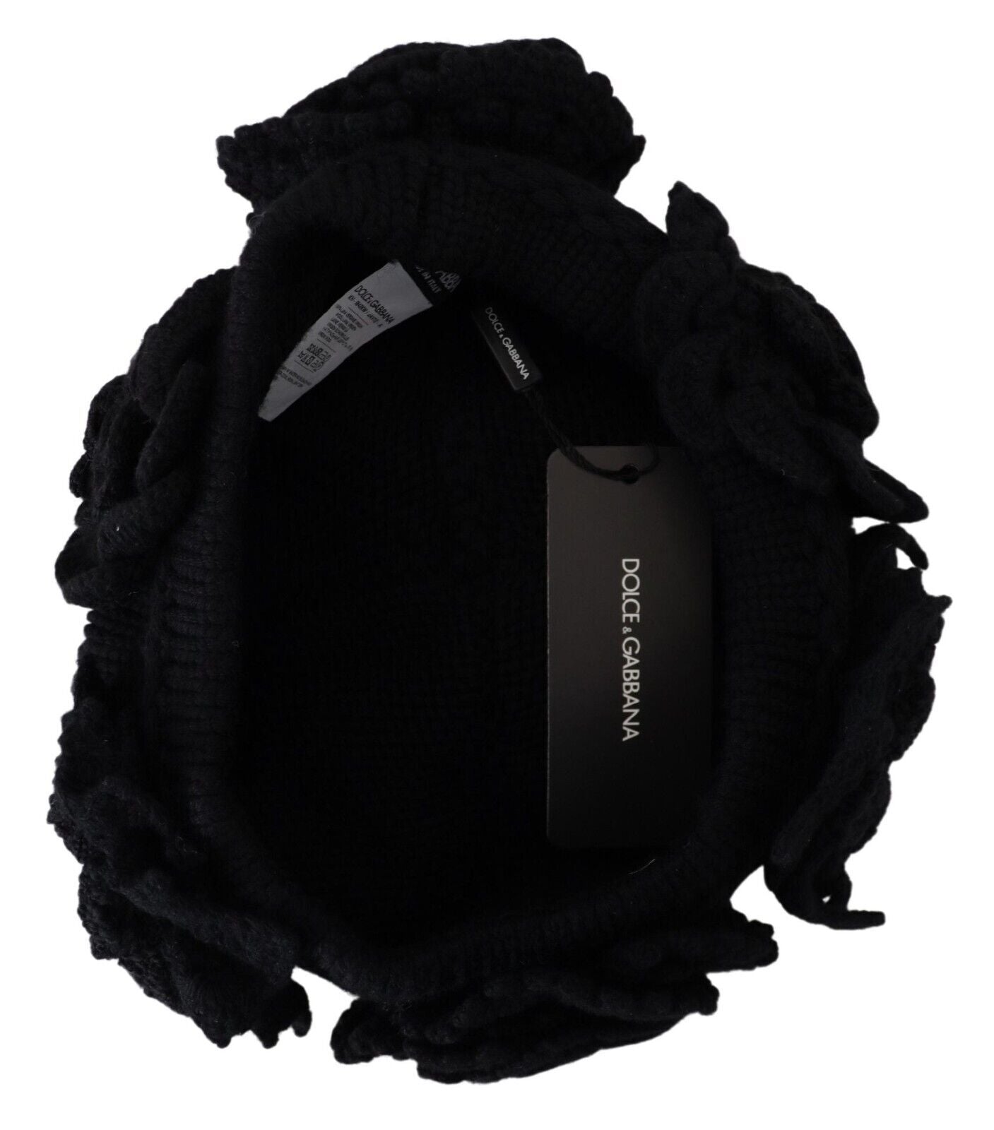 Elegante schwarze Beanie-Mütze aus Schurwolle