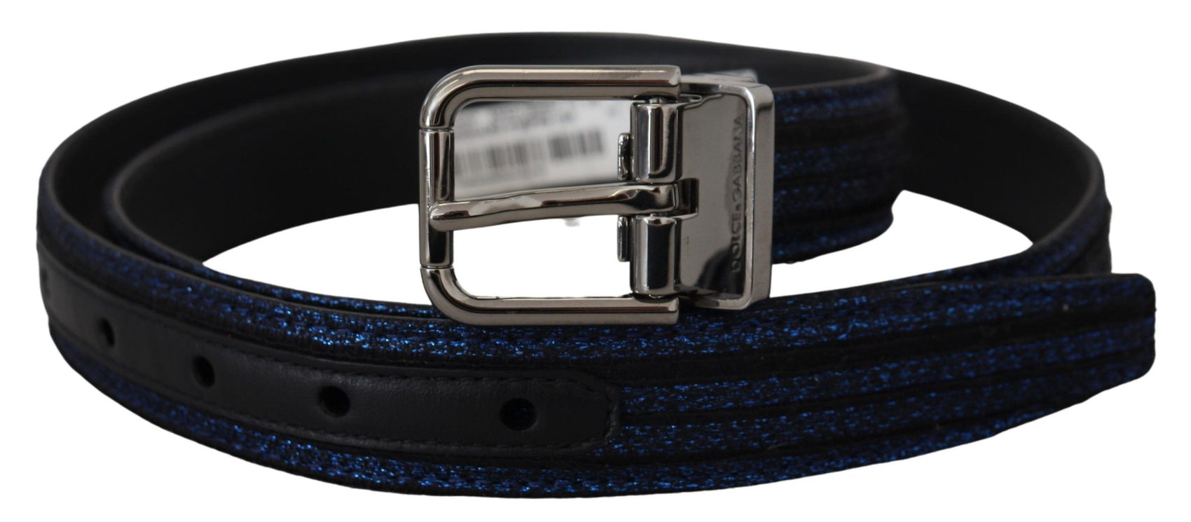 Elegante cintura in pelle jacquard blu