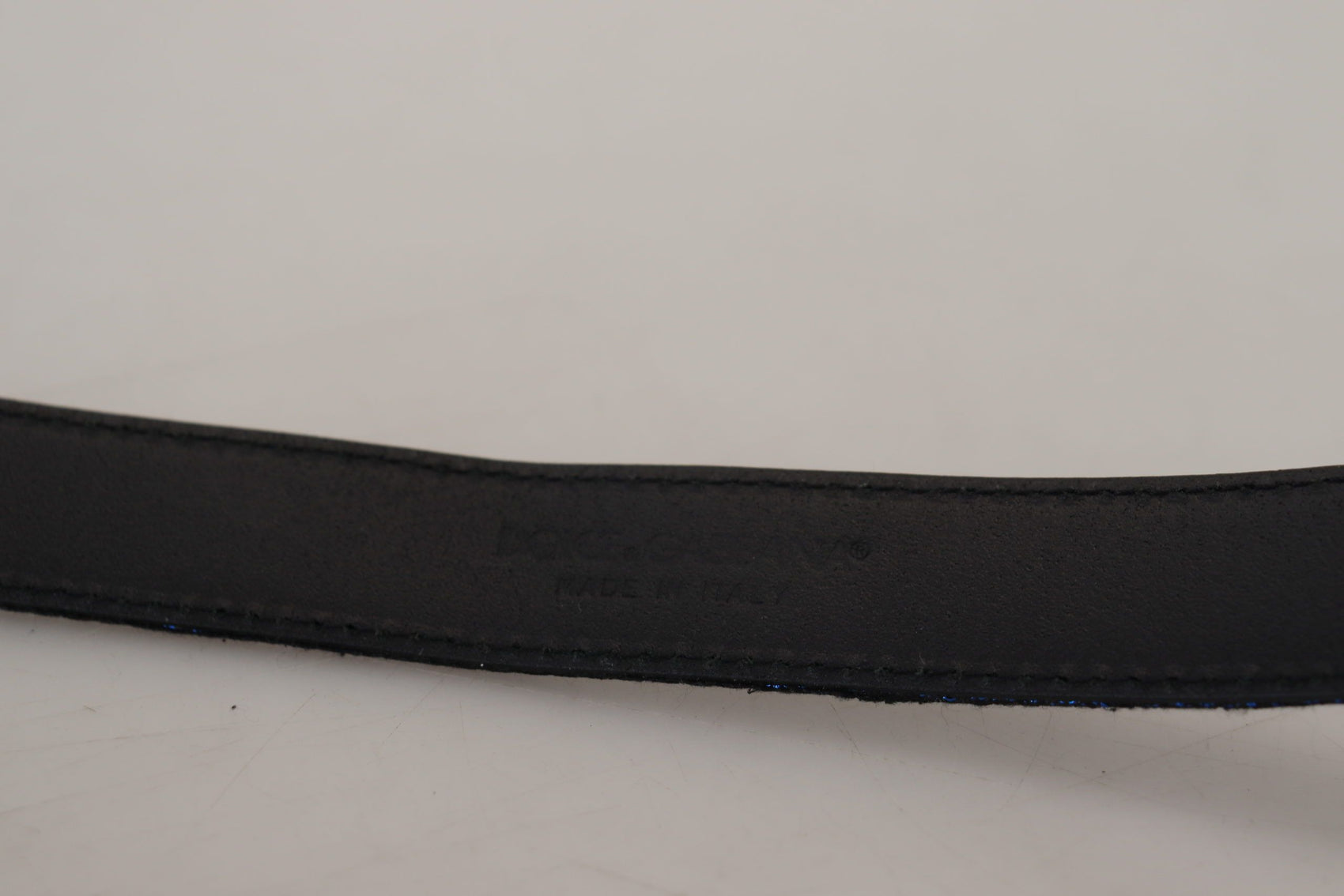 Elegante cintura in pelle jacquard blu
