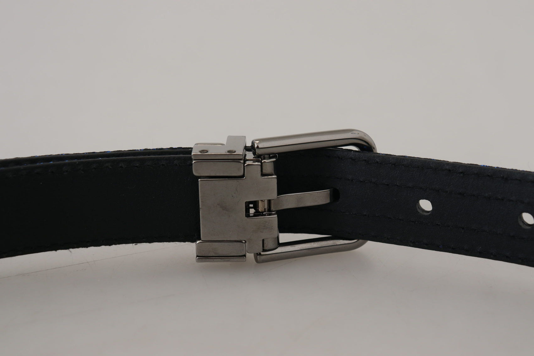 Elegante cintura in pelle jacquard blu