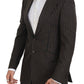 Elegant Striped Wool Blend Slim Blazer