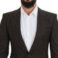 Elegant Striped Wool Blend Slim Blazer