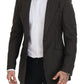 Elegant Striped Wool Blend Slim Blazer