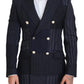 Elegant Navy Slim-Fit Double Breasted Blazer