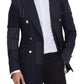 Navy Blue Double Breasted Slim Fit Blazer