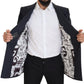 Navy Blue Double Breasted Slim Fit Blazer