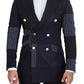 Elegant Navy Double Breasted Wool Blazer