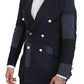 Elegant Navy Double Breasted Wool Blazer