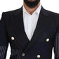 Elegant Navy Double Breasted Wool Blazer